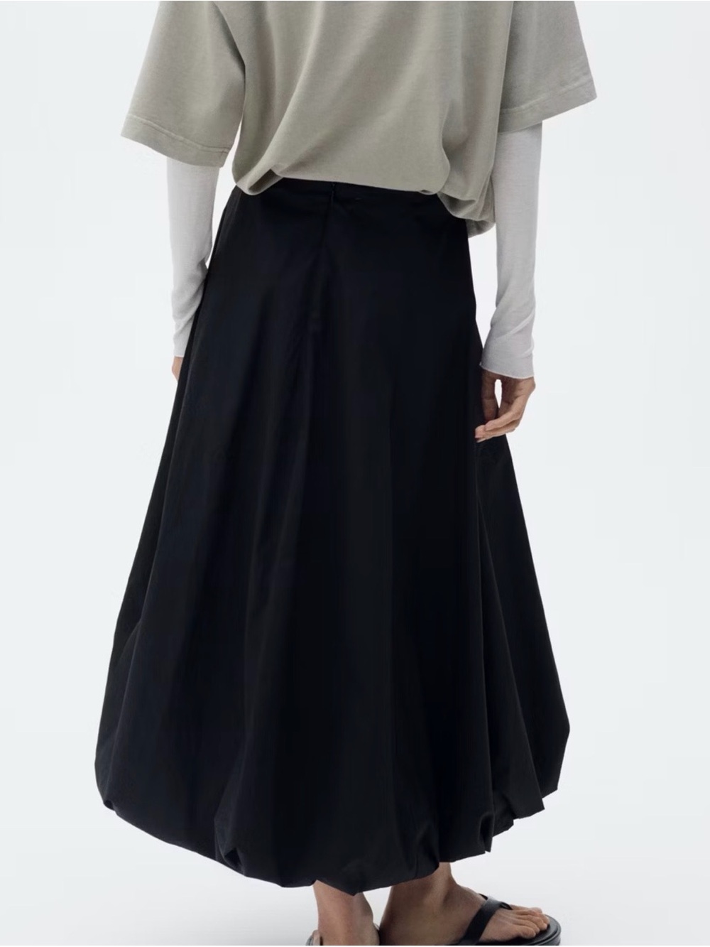 Mango Black Bubble-Hem Maxi Skirt - Picture 9 of 14